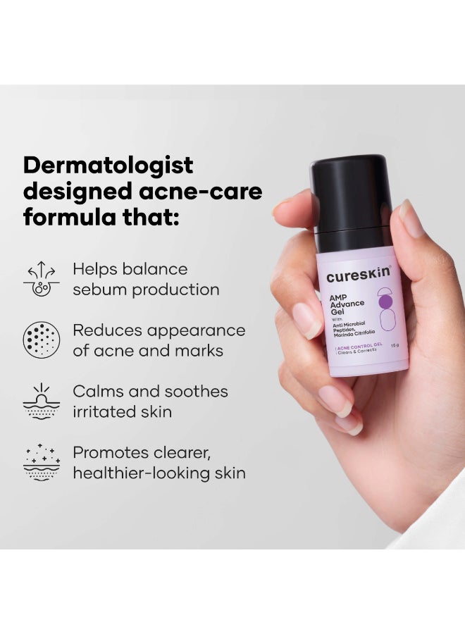 Cureskin AMP Advance Gel | Clarifying Gel for Face and Body | Smooths and Soothes Blemish-Prone Skin, 15 g (Pack of 1) - Image 2